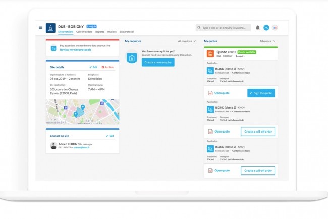 Spcialise dans l'vacuation des matriaux de chantiers, Hesus dmatrialise les informations de traabilit. L'entreprise rejoint l'acclrateur parisien de SAP.io Foundry. (Crdit : Hesus)