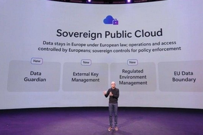 Satya Nadella, CEO de Microsoft  Amsterdam, a renforc les offres de cloud publics et privs en Europe. (Crdit Photo : Microsoft)